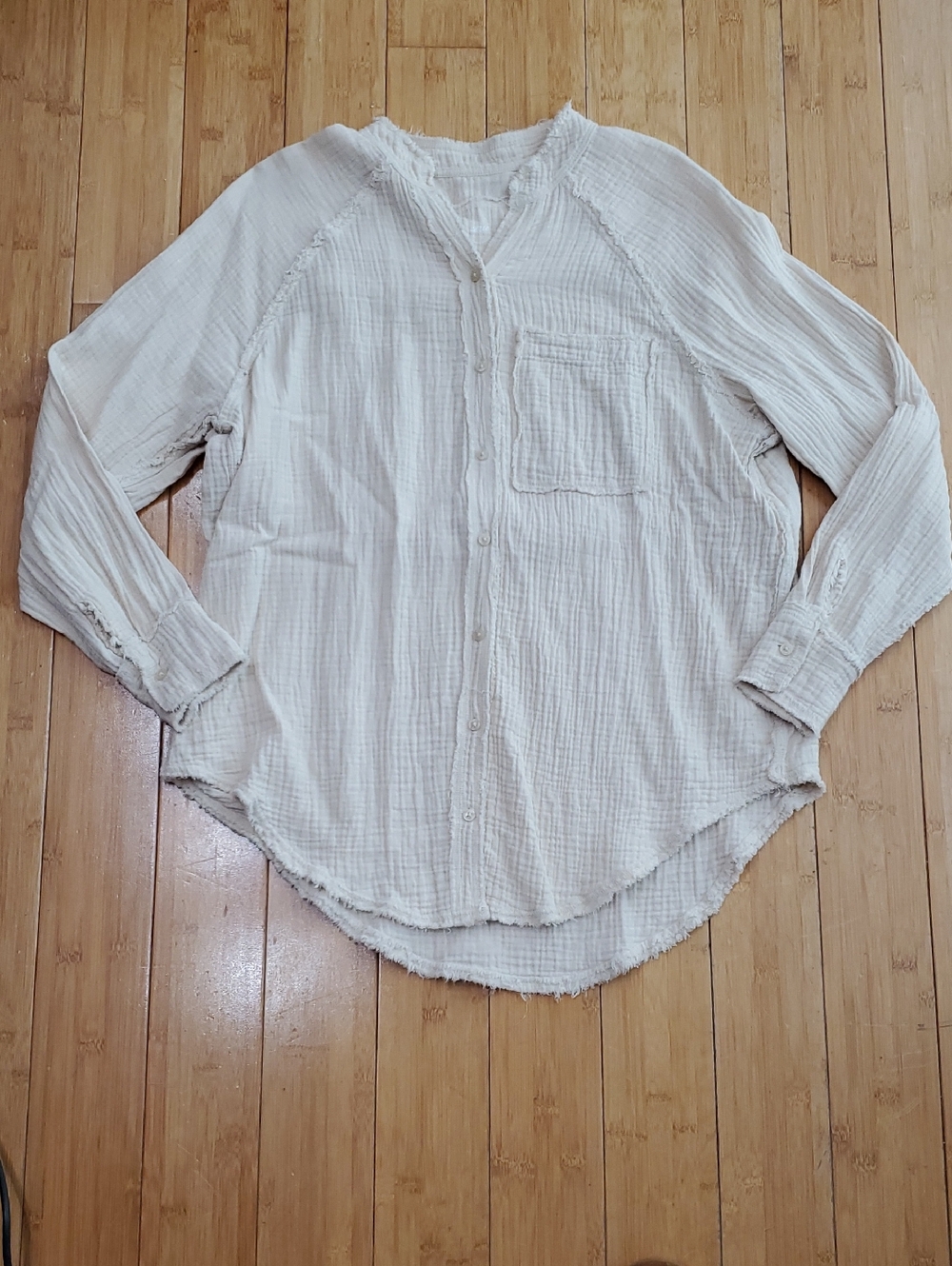 Women's Aerie Lightweight Button-Down Shirt - Cream